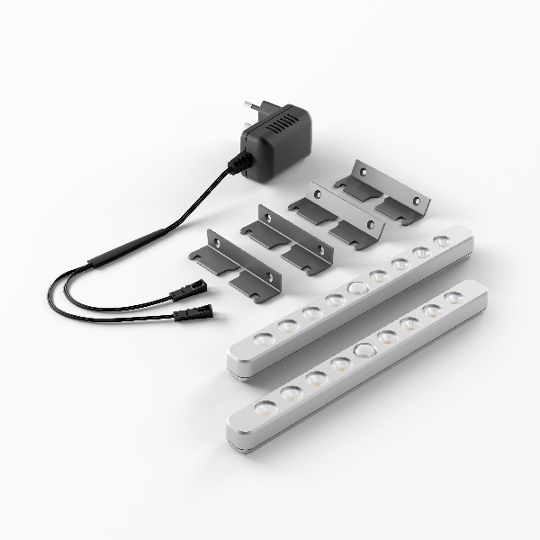 LED 2 lampu komplekts Lucky Line alu WW Stay-ON 30sec-5min ar balastu